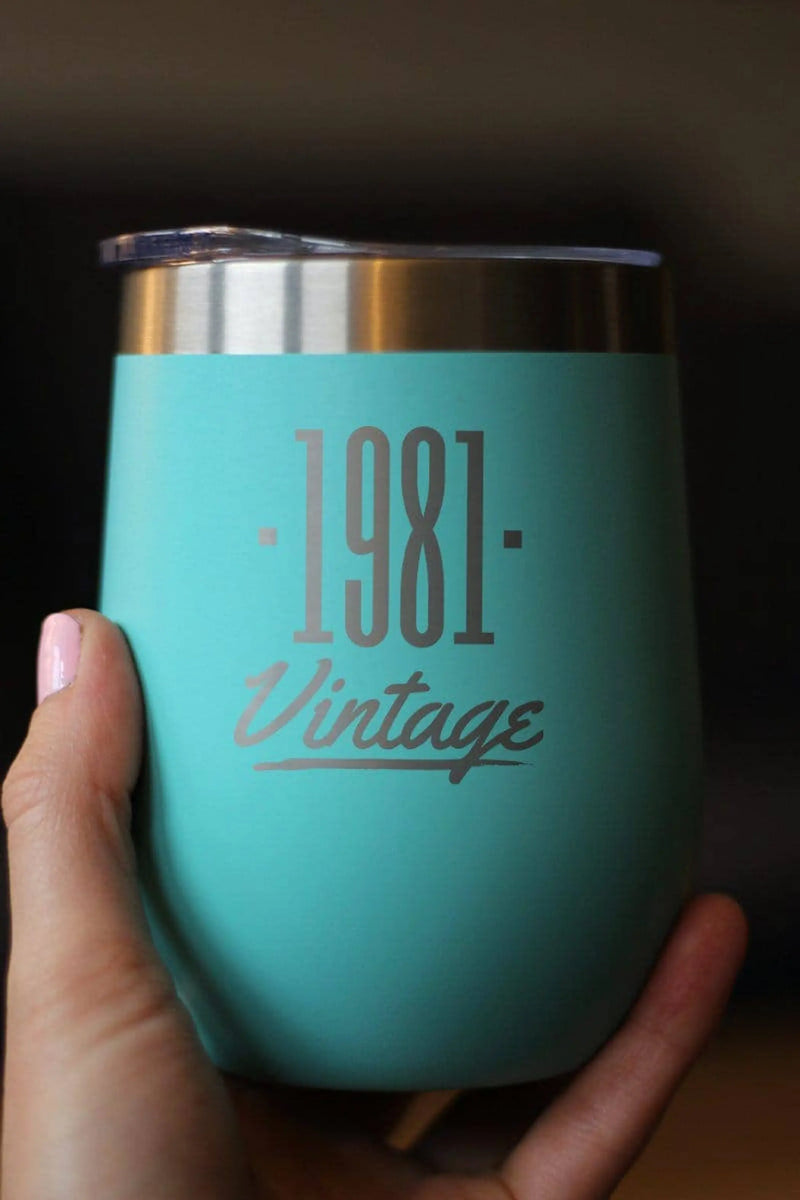 Vintage 1981 Insulated Wine Tumbler - 43rd Birthday Gifts Bevvee