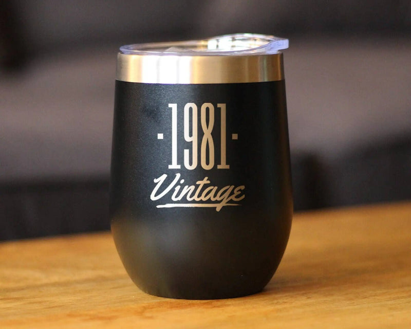 Vintage 1981 Insulated Wine Tumbler - 43rd Birthday Gifts Bevvee