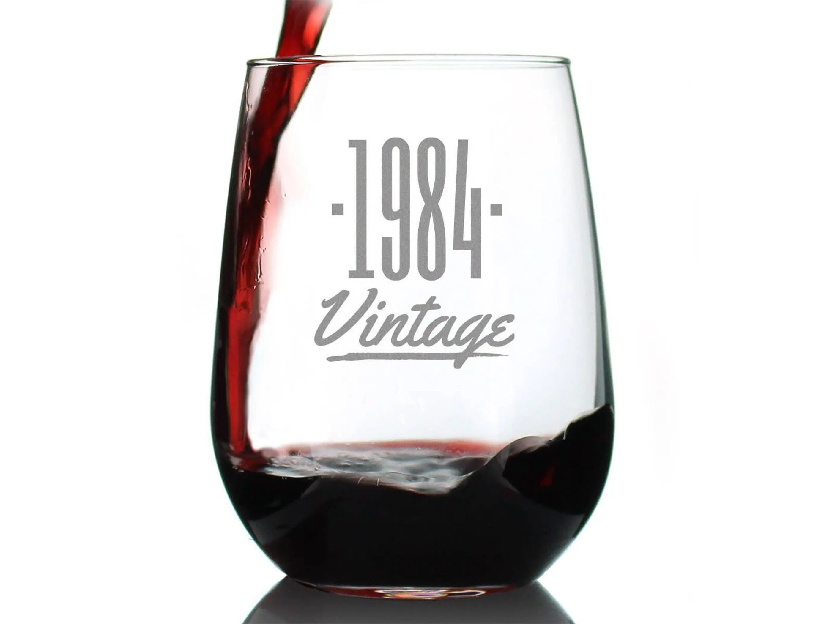 Vintage 1984 Stemless Wine Glass - 40th Birthday Gifts Bevvee