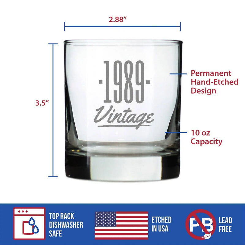 Vintage 1989 Whiskey Rocks Glass - 35th Birthday Gifts Bevvee