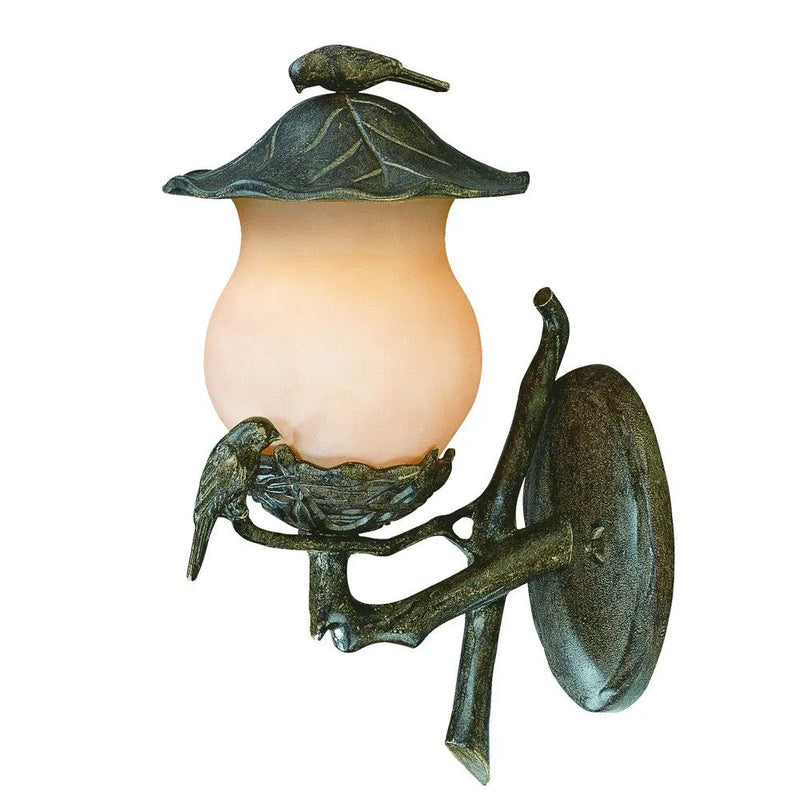 Vintage Black and Gold Bird Detail Lantern Wall Light Homeroots Outdoor