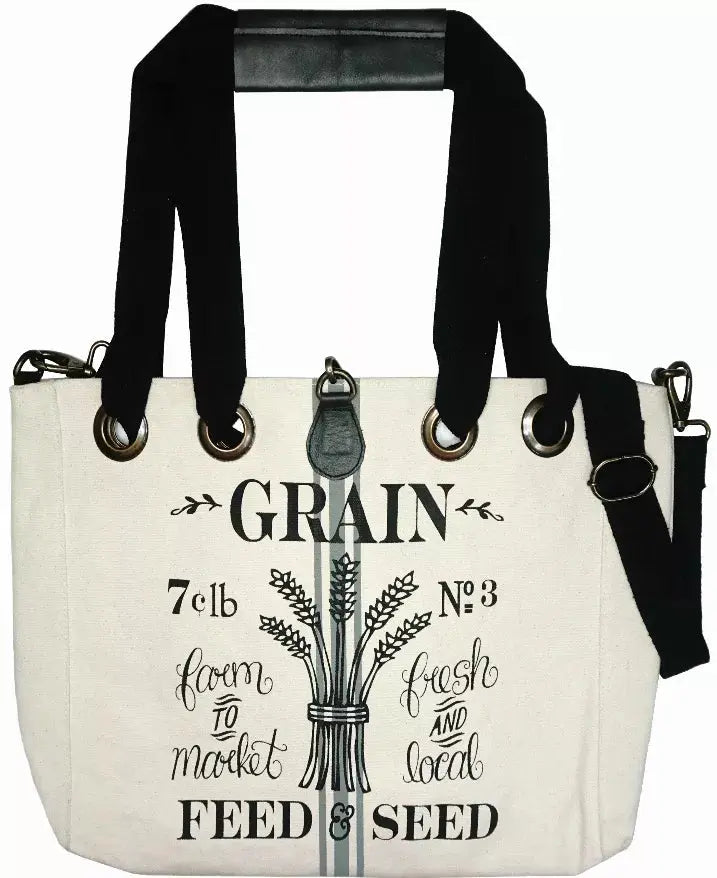 Vintage Grain Feed & Seed Sack Canvas Tote/Crossbody Bag Vintage Addiction
