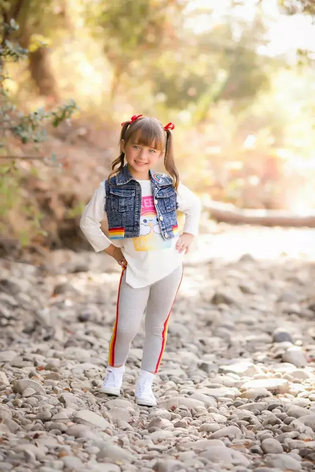 Vintage Rainbow Denim Vest Little Mass