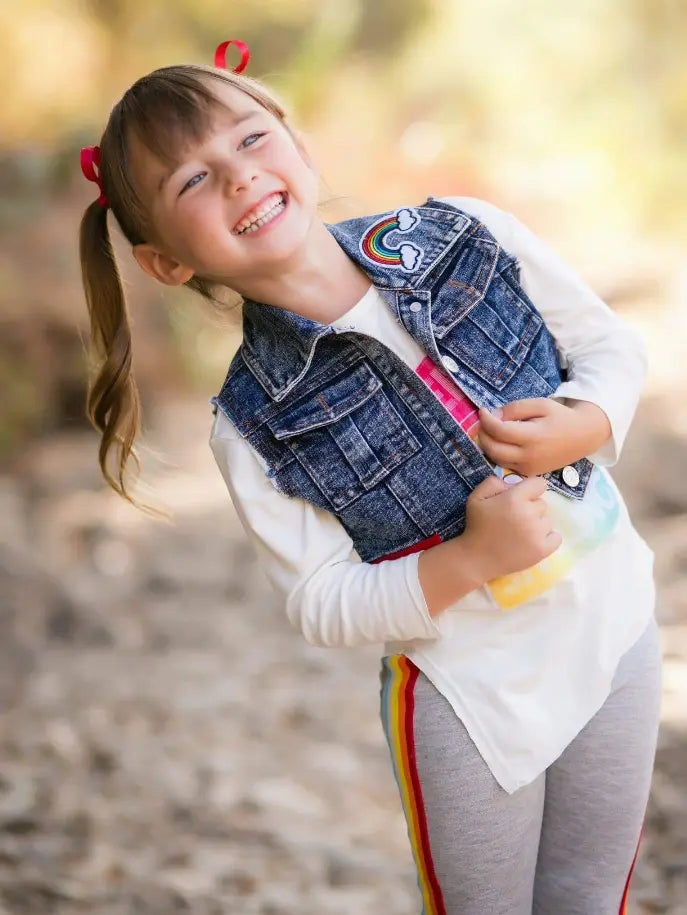 Vintage Rainbow Denim Vest Little Mass