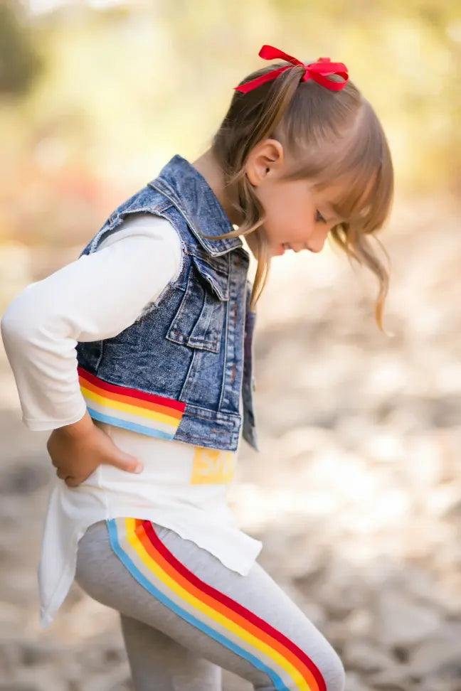 Vintage Rainbow Denim Vest Little Mass