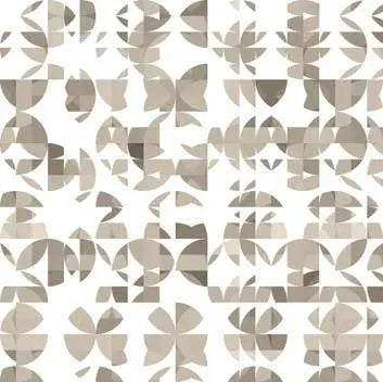Beige geometric patterned fabric with abstract shapes, perfect for modern upholstery or interior decor.
