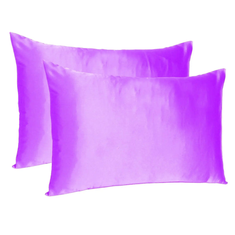 Violet Dreamy Set Of 2 Silky Satin Standard Pillowcases Homeroots Bed & Bath