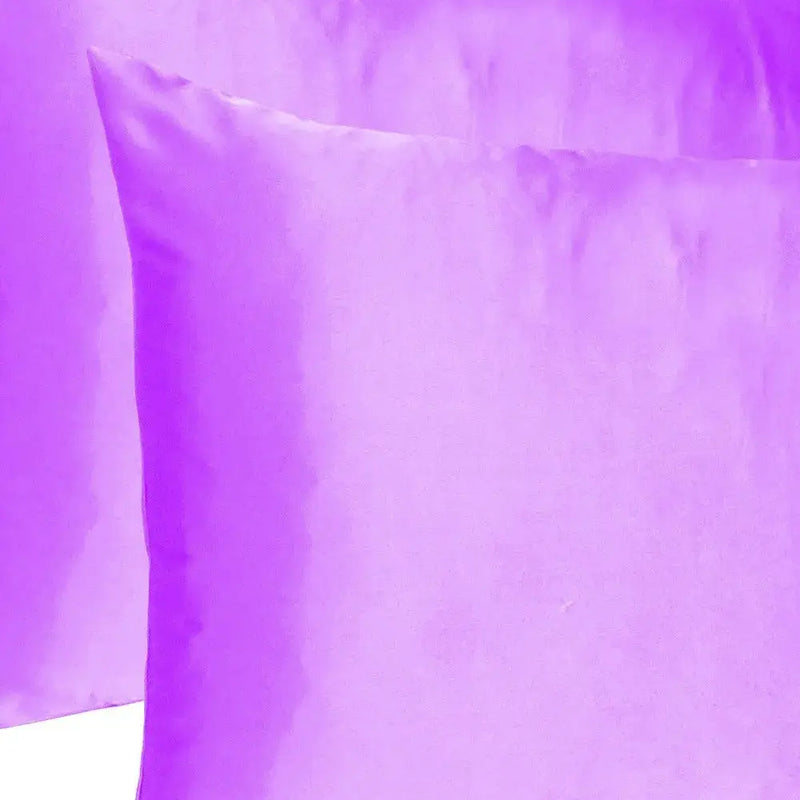 Violet Dreamy Set Of 2 Silky Satin Standard Pillowcases Homeroots Bed & Bath