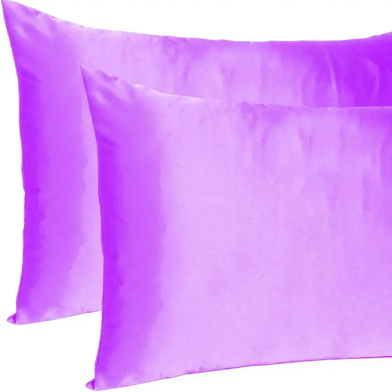 Violet Dreamy Set Of 2 Silky Satin Standard Pillowcases Homeroots Bed & Bath