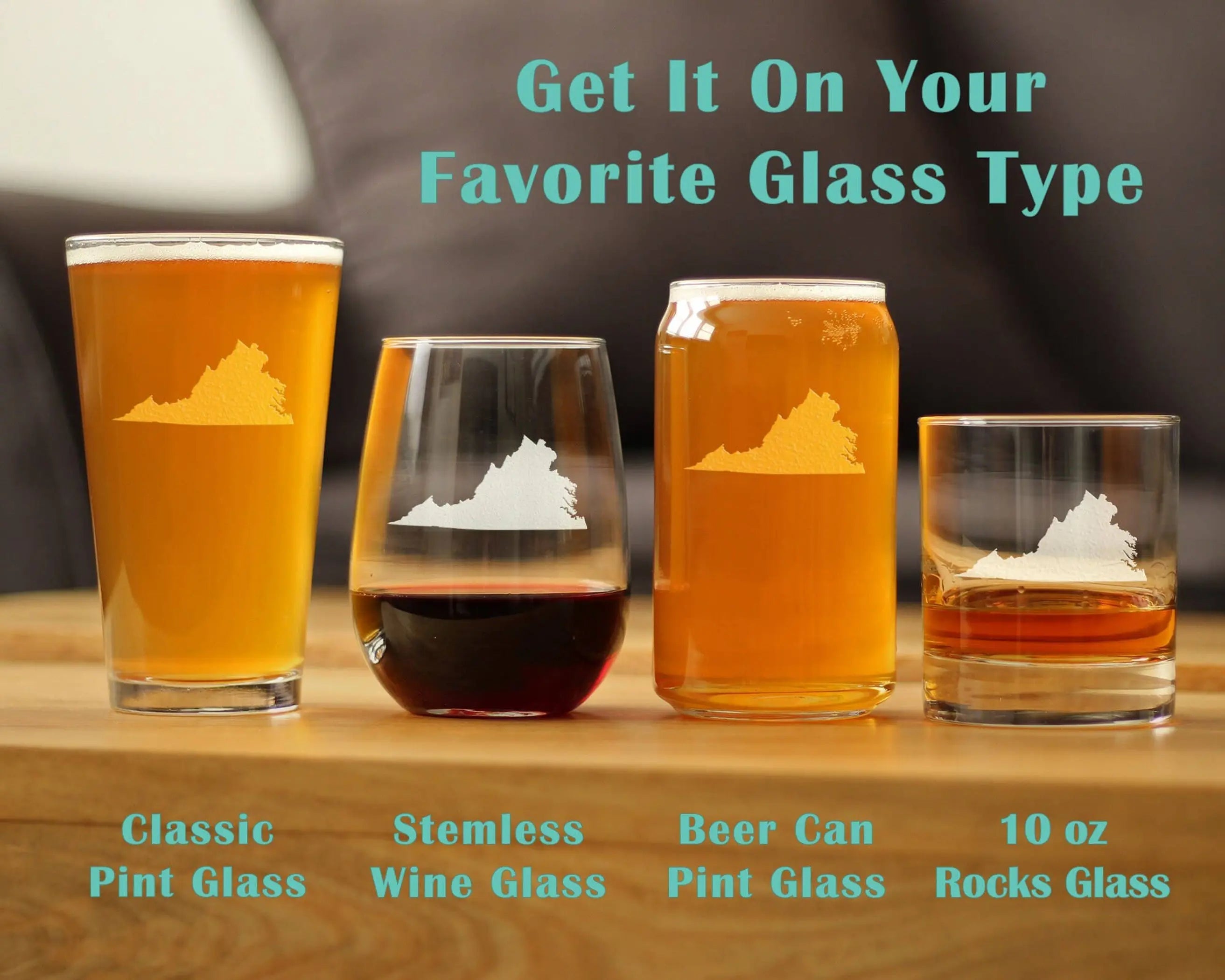 Virginia Outline Beer Can Pint Glass - Virginian Gifts Bevvee