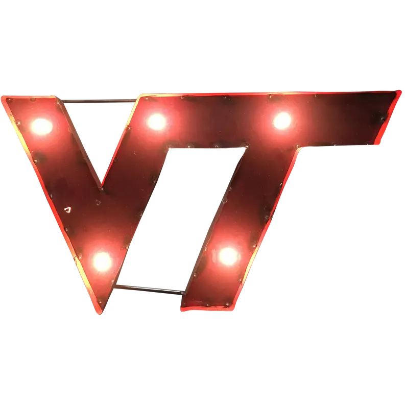 Virginia Tech "VT" Logo Lighted Recycled Metal Wall Decor LRT SALES