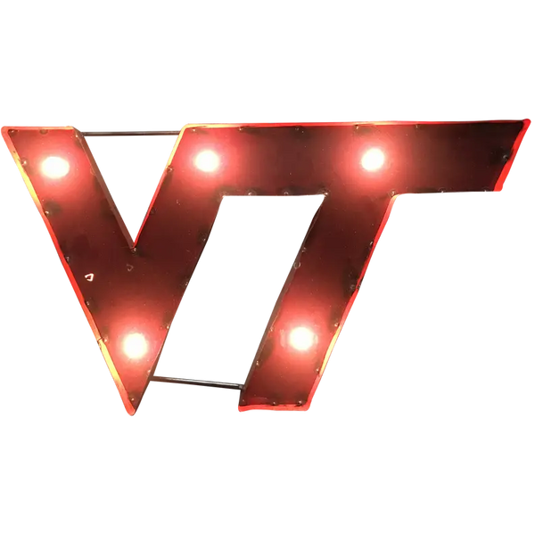 Virginia Tech "VT" Logo Lighted Recycled Metal Wall Decor LRT SALES