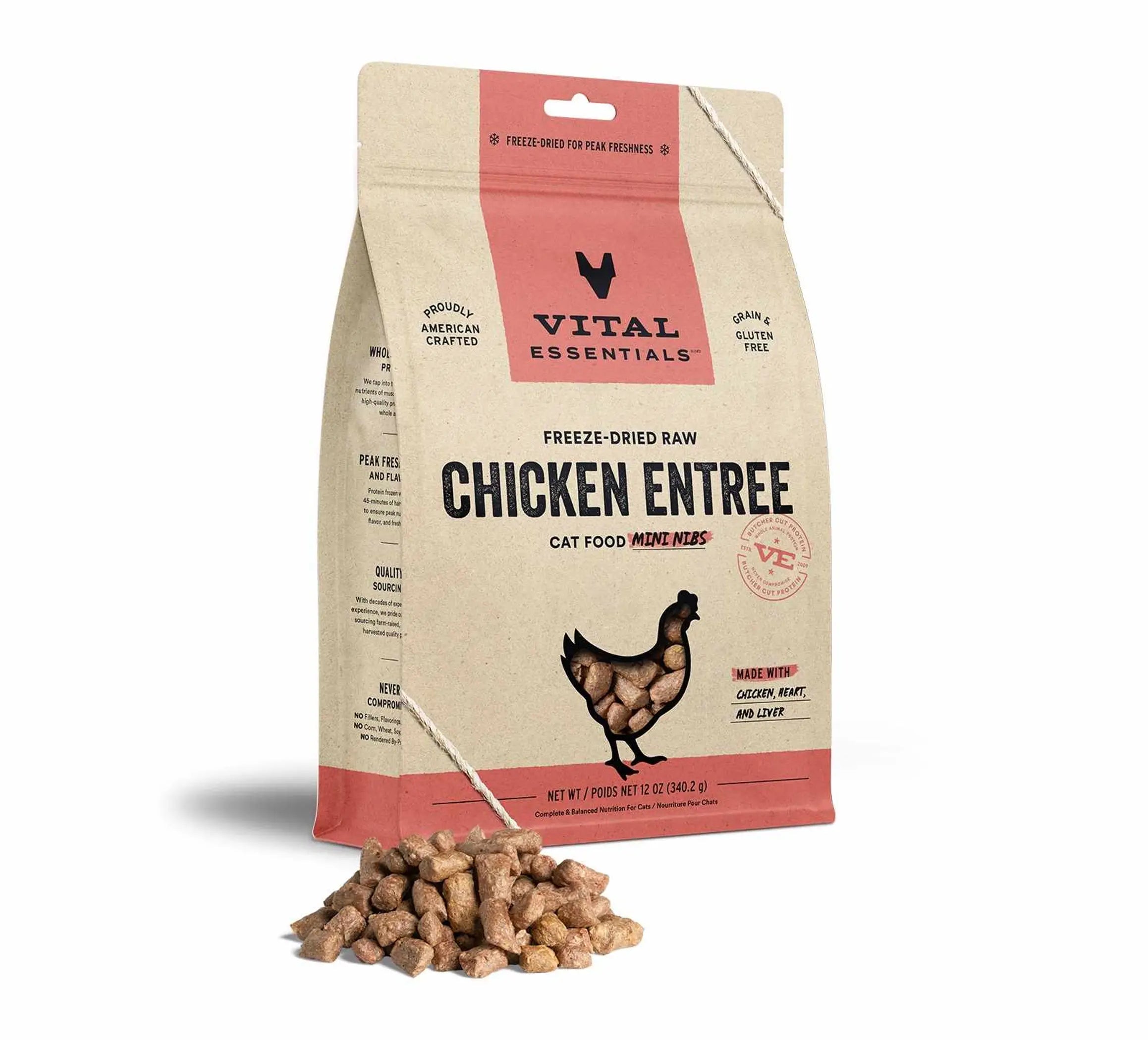 Vital Essentials Freeze-Dried Raw Chicken Entree Cat Food Mini Nibs, Vital Essentials