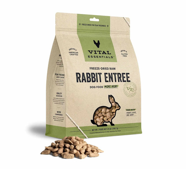 Vital Essentials Freeze-Dried Raw Rabbit Entree Dog Food Mini Nibs, Vital Essentials