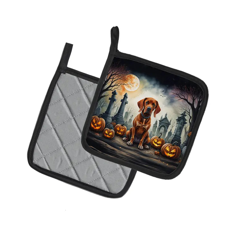 Vizsla Spooky Halloween Pair of Pot Holders Caroline's Treasures