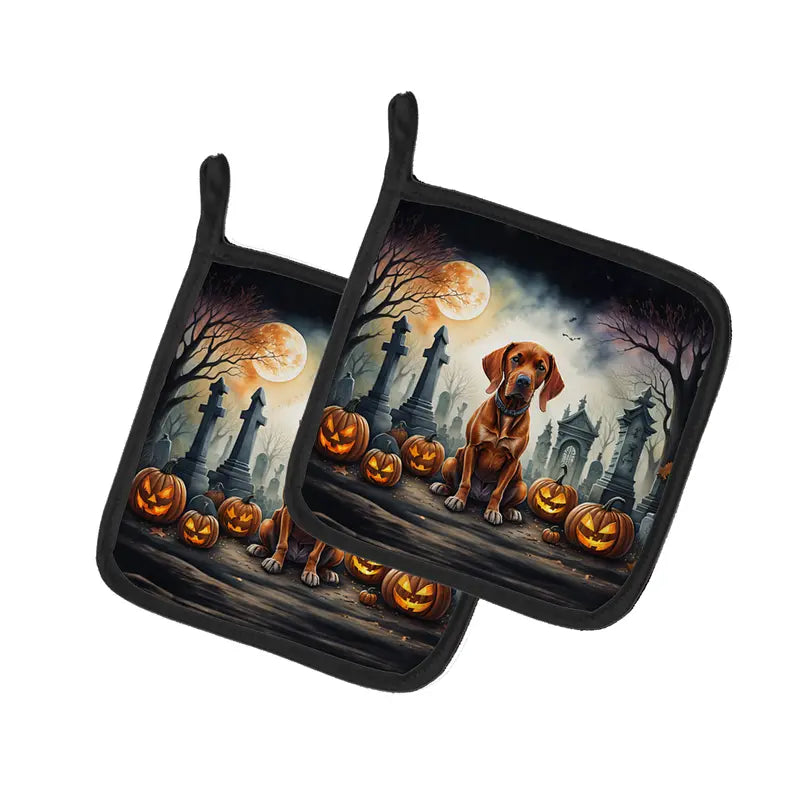 Vizsla Spooky Halloween Pair of Pot Holders Caroline's Treasures