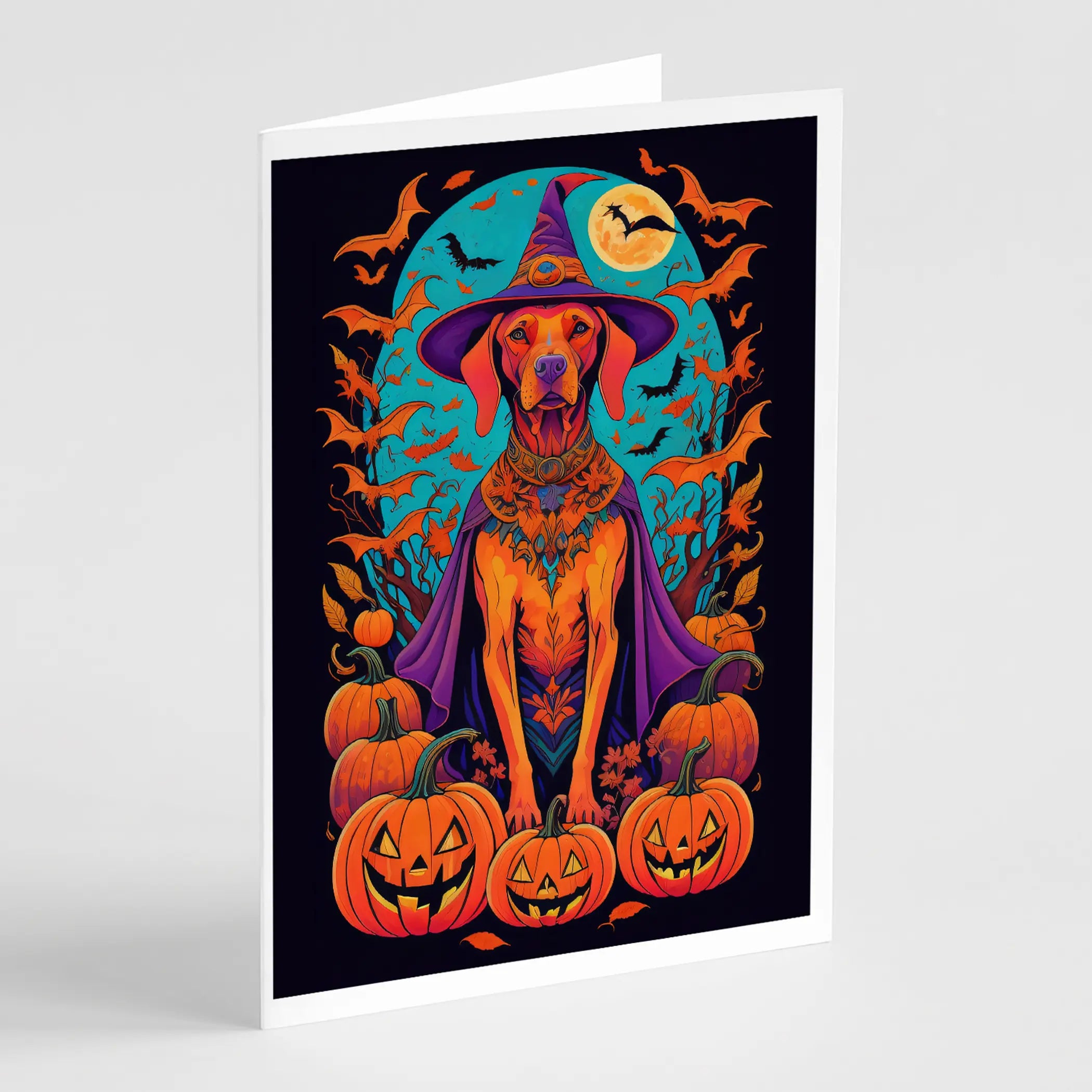 Vizsla Witchy Halloween Greeting Cards Pack of 8 Caroline's Treasures