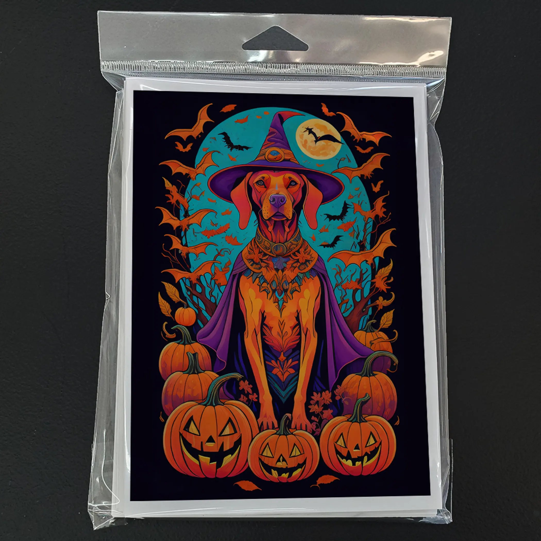 Vizsla Witchy Halloween Greeting Cards Pack of 8 Caroline's Treasures