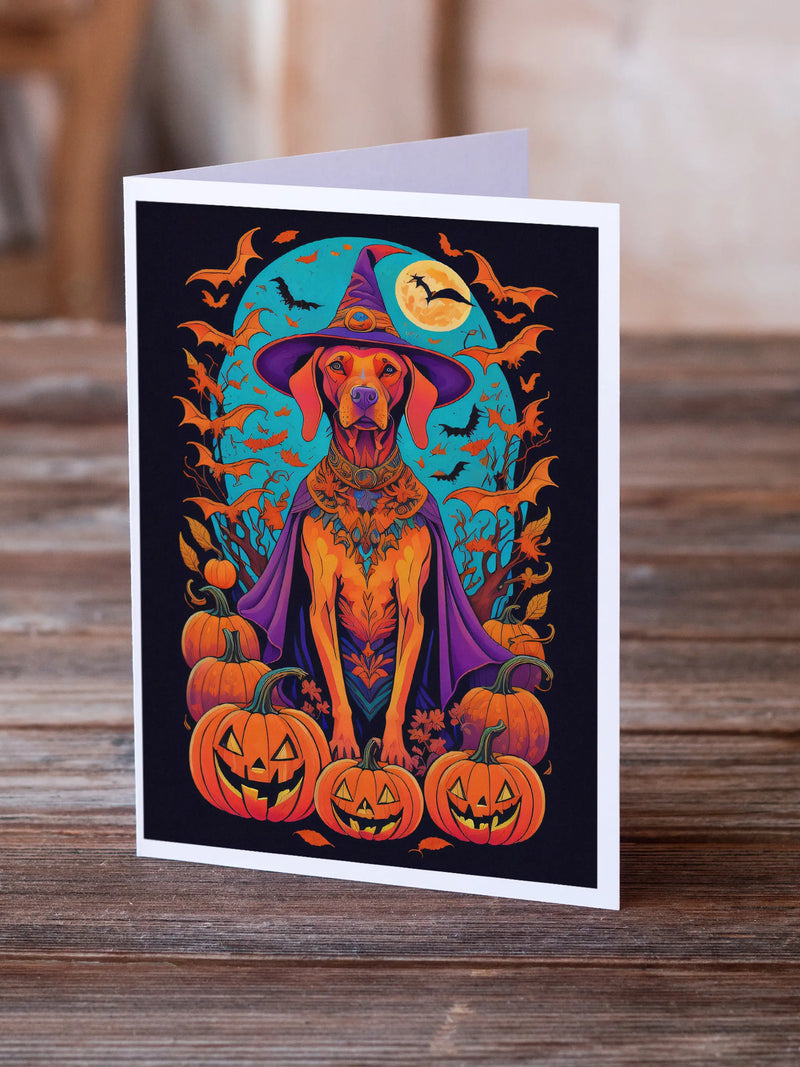 Vizsla Witchy Halloween Greeting Cards Pack of 8 Caroline's Treasures
