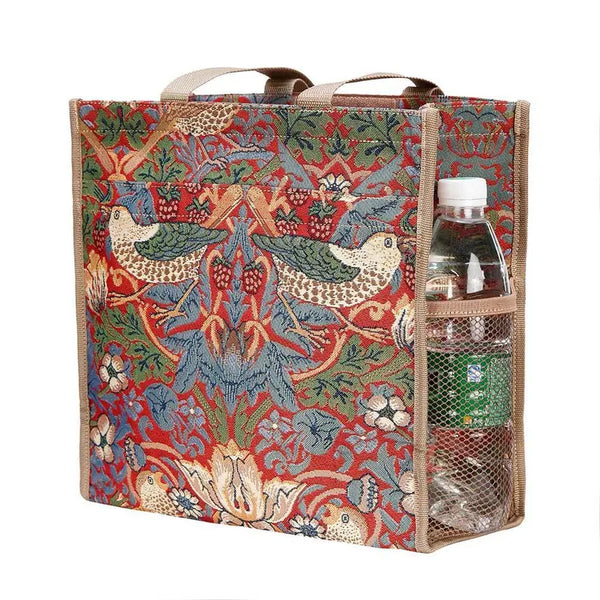 WILLIAM MORRIS STRAWBERRY THIEF RED SHOPPER BAG Signare USA
