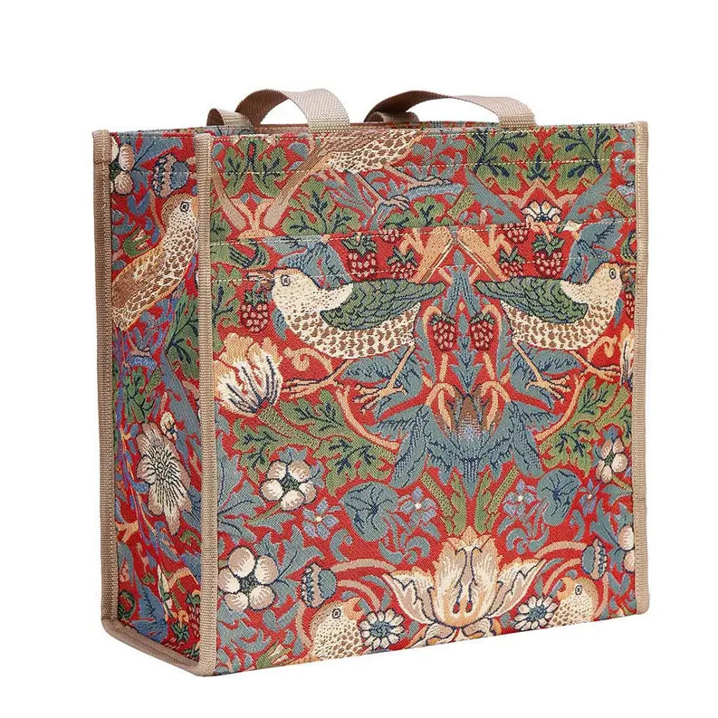 WILLIAM MORRIS STRAWBERRY THIEF RED SHOPPER BAG Signare USA