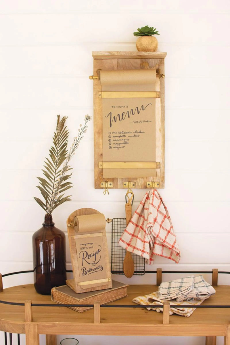 WOODEN WALL NOTE ROLL WITH COAT HOOKS Kalalou