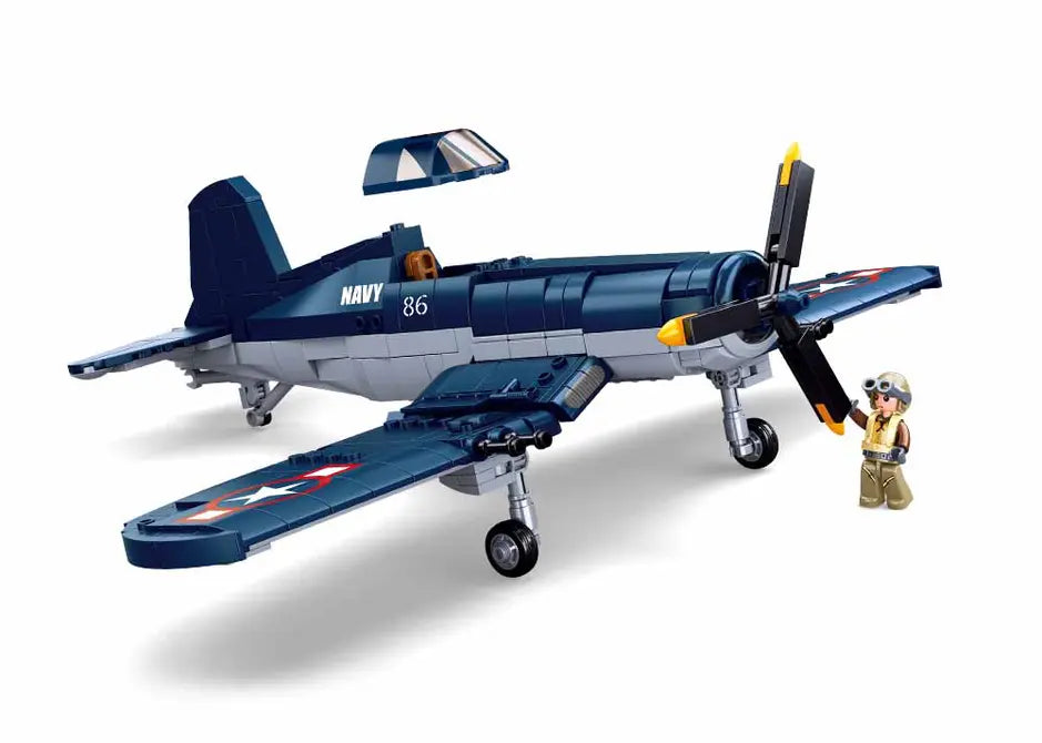 WWII F4U Corsair Fighter Plane Building Brick Kit (550 pcs) Texas Toy Distribution