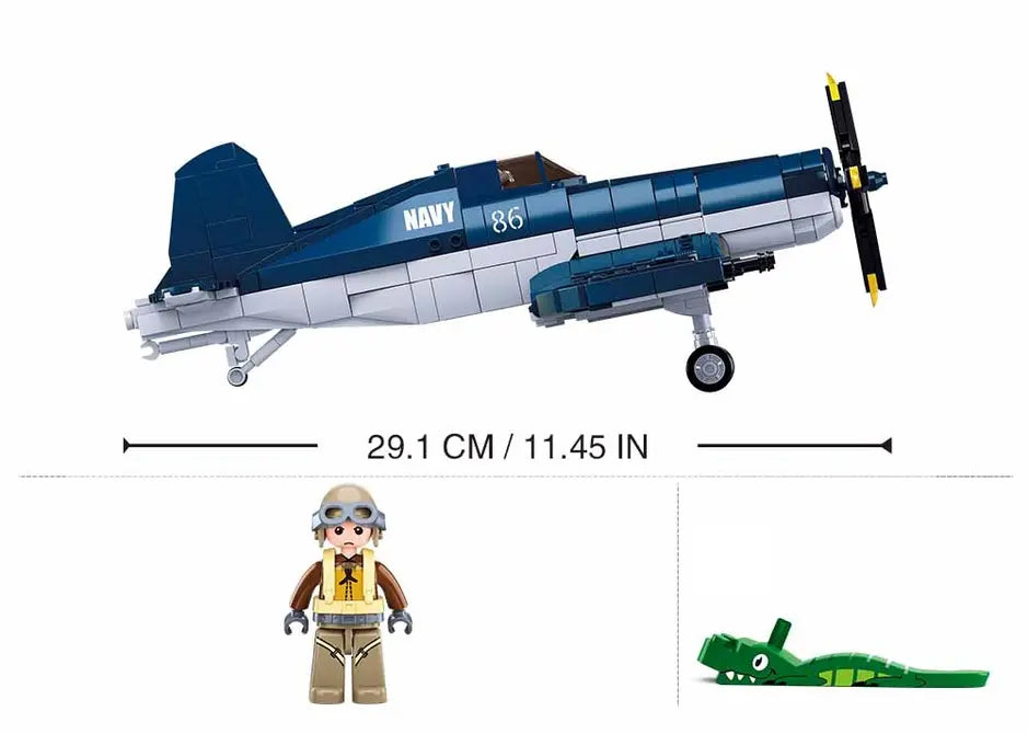 WWII F4U Corsair Fighter Plane Building Brick Kit (550 pcs) Texas Toy Distribution