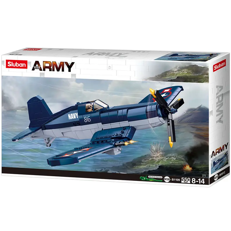 WWII F4U Corsair Fighter Plane Building Brick Kit (550 pcs) Texas Toy Distribution