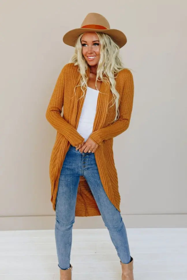 Waffle Around Long Cardigan Stay Warm in Style