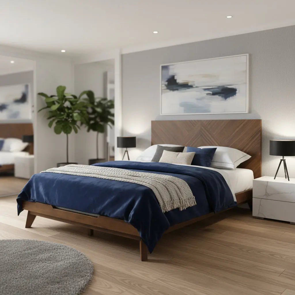 Walnut Wood King Bed Frame Homeroots Bed & Bath