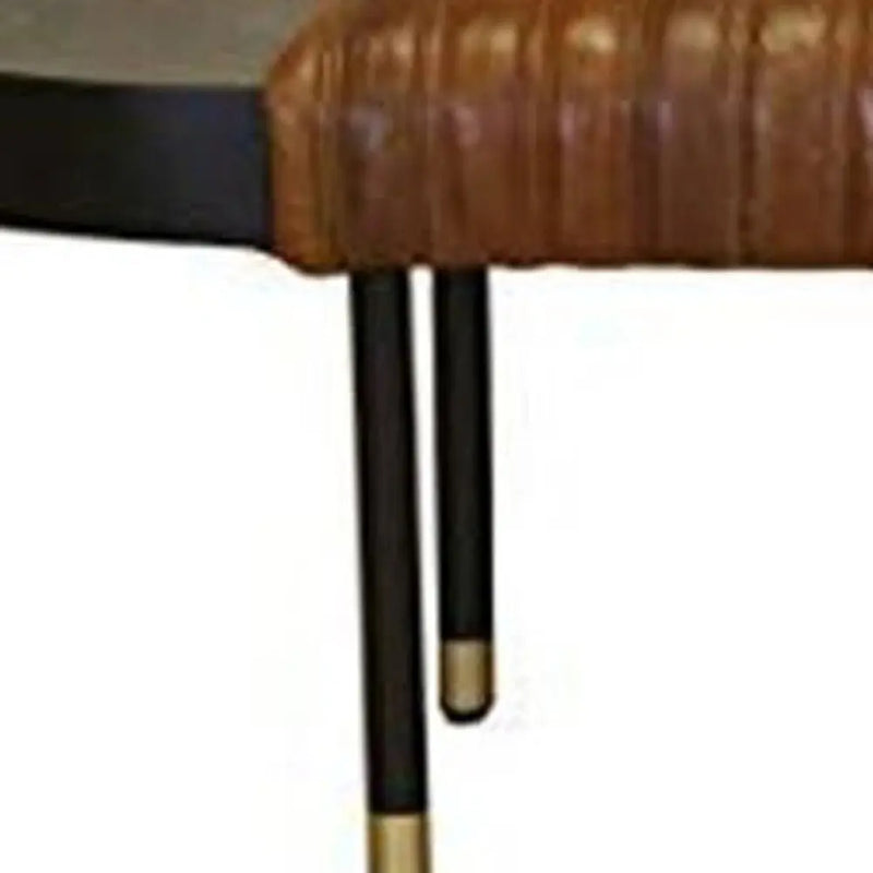 Warm Brown Leather And Solid Wood Bench Homeroots Living Room