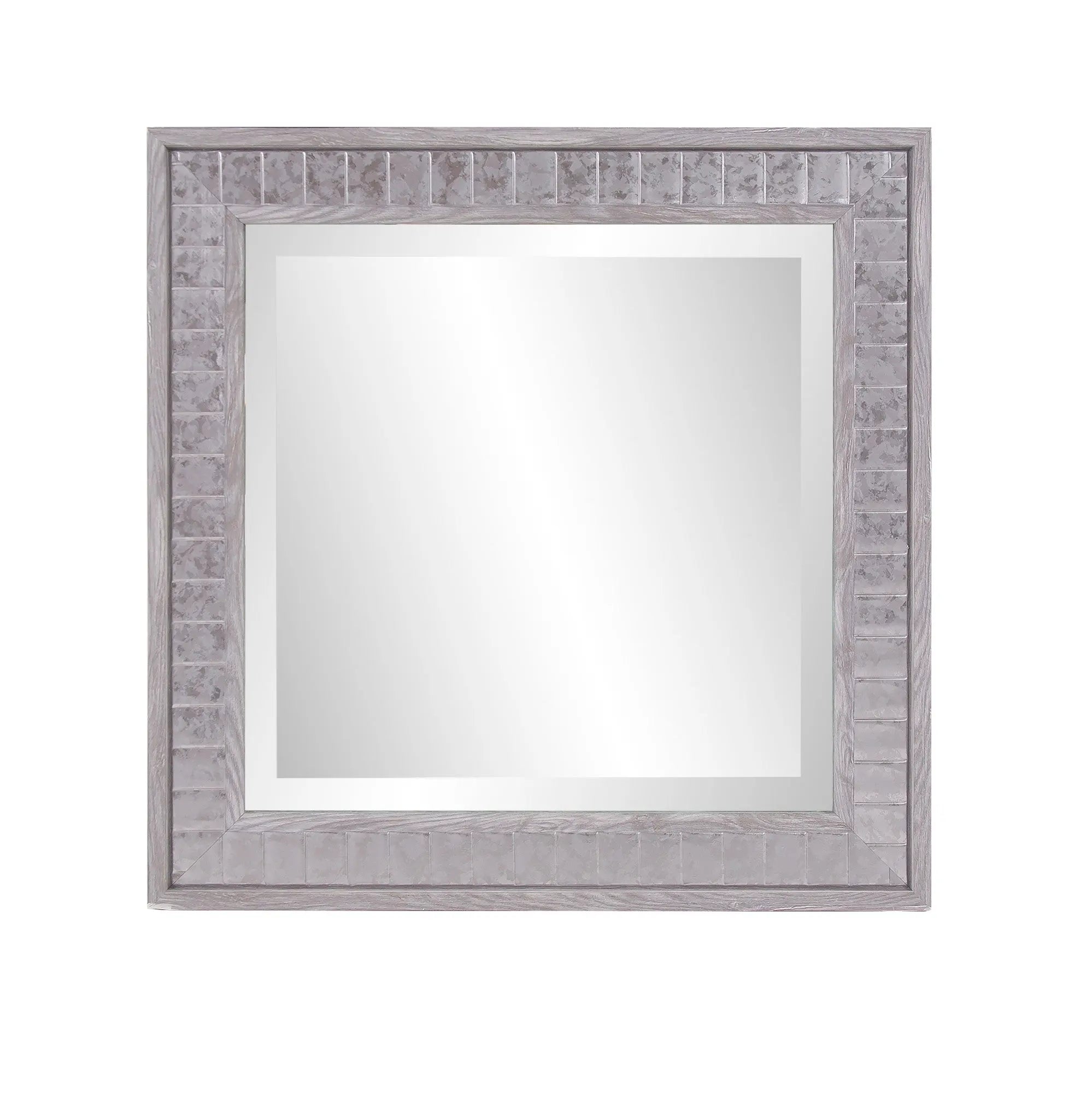 Warm Gray Faux Wood Square Mirror Homeroots Bed & Bath