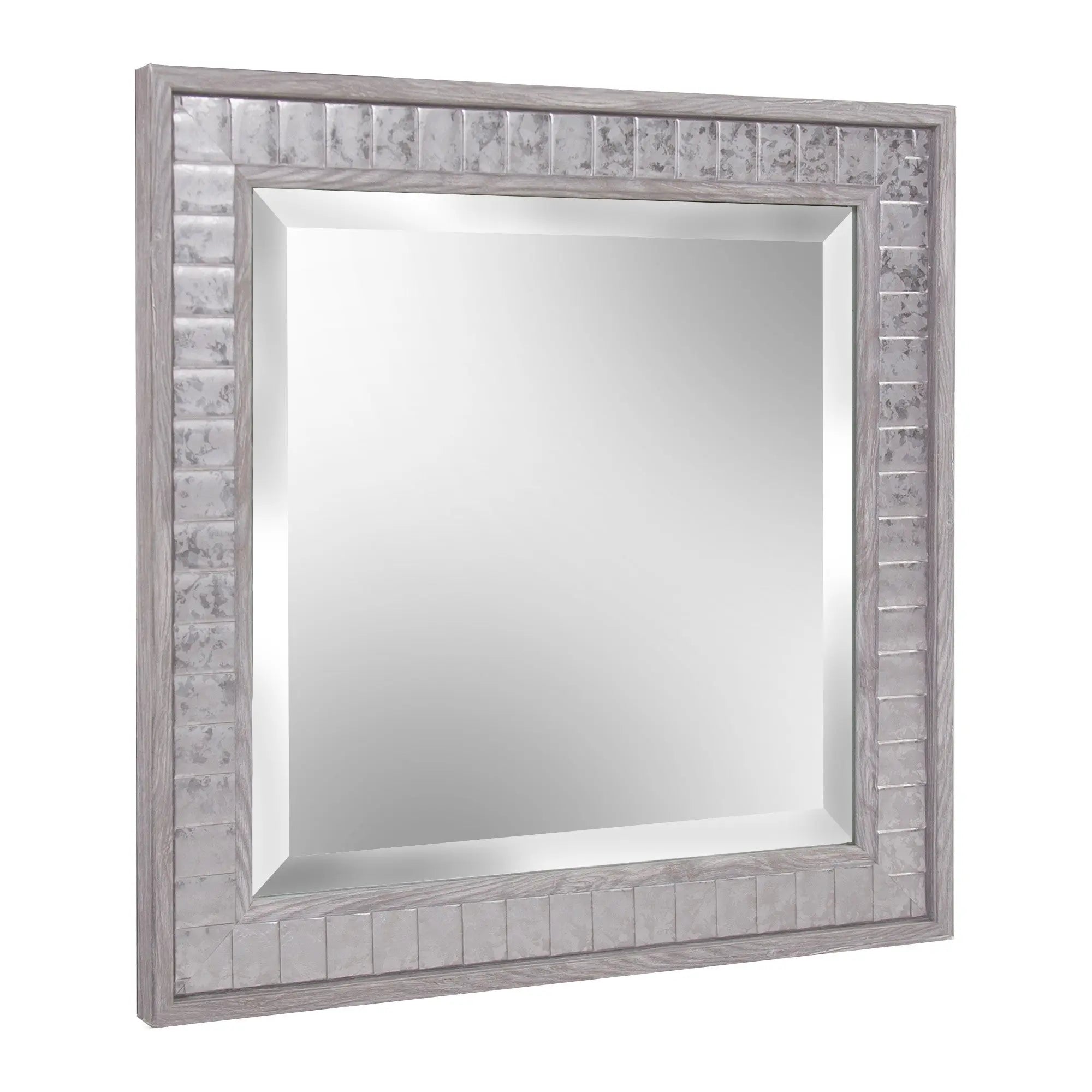 Warm Gray Faux Wood Square Mirror Homeroots Bed & Bath