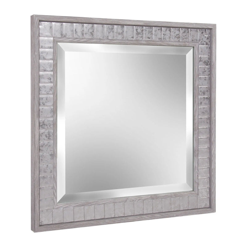 Warm Gray Faux Wood Square Mirror Homeroots Bed & Bath
