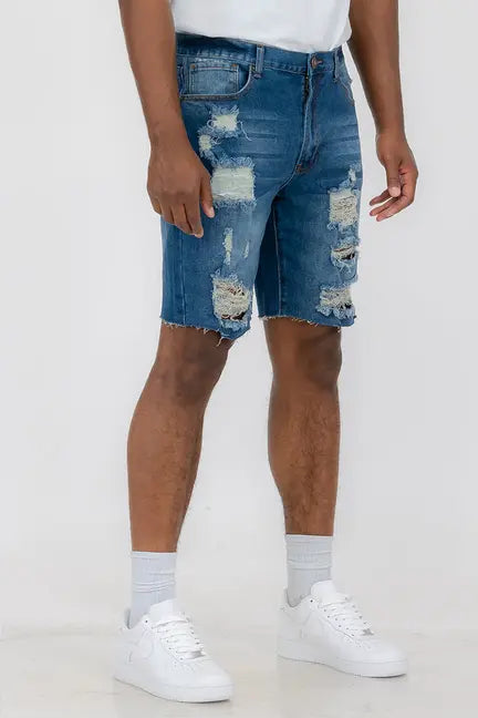 Washed Distressed Denim Shorts WEIV