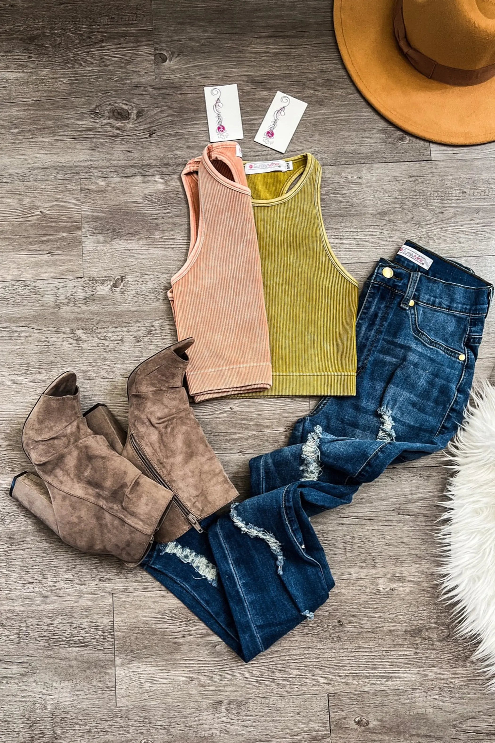 Washed Ribbed Seamless Cropped Tank Top SurelyMine