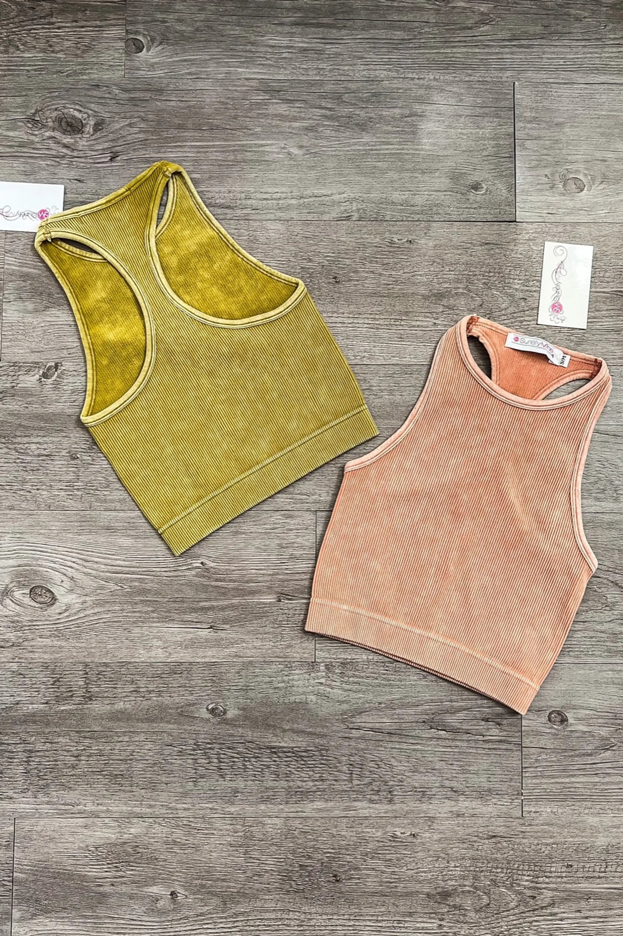 Washed Ribbed Seamless Cropped Tank Top SurelyMine