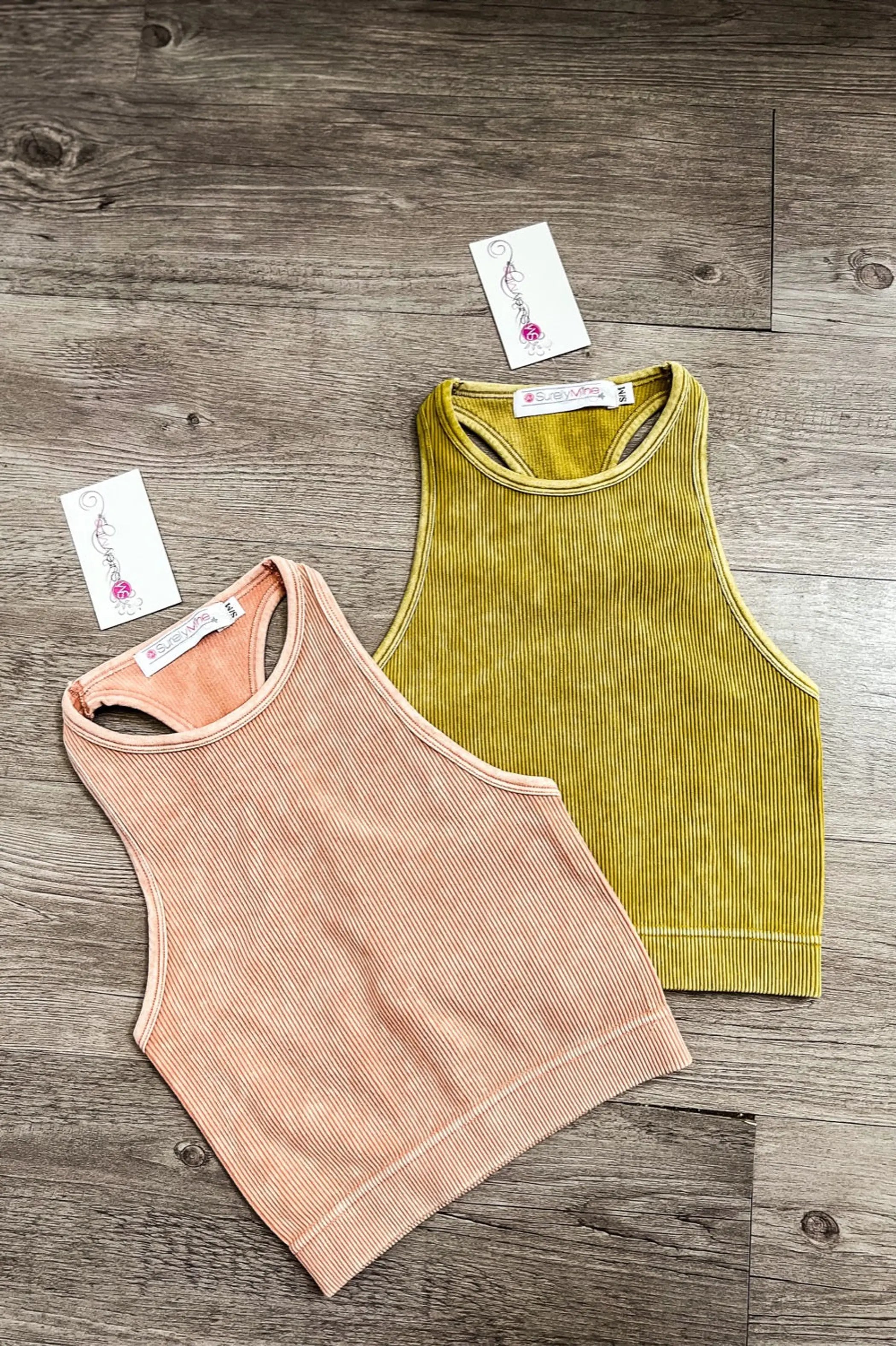 Washed Ribbed Seamless Cropped Tank Top SurelyMine