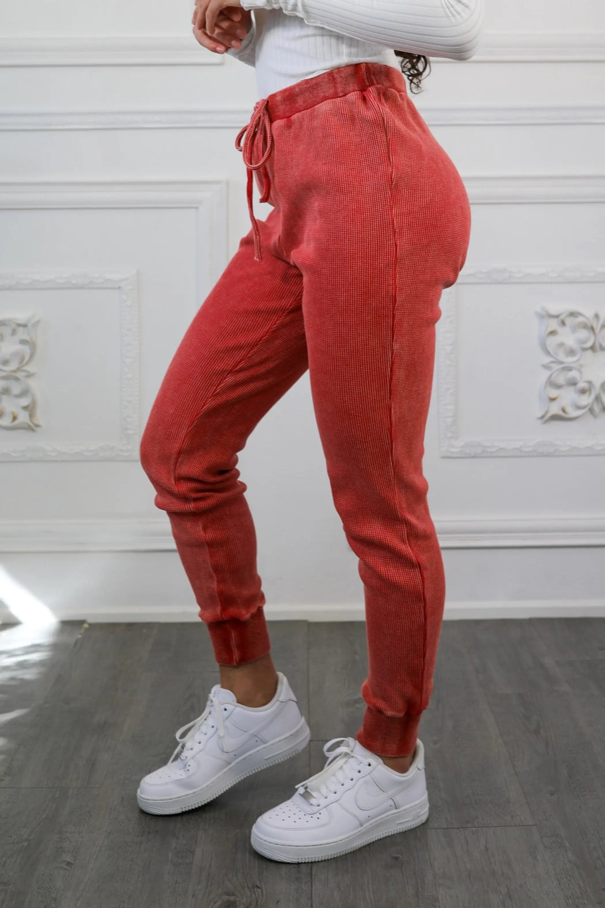 Washed Waist Tie Slim Jogger Pants SurelyMine
