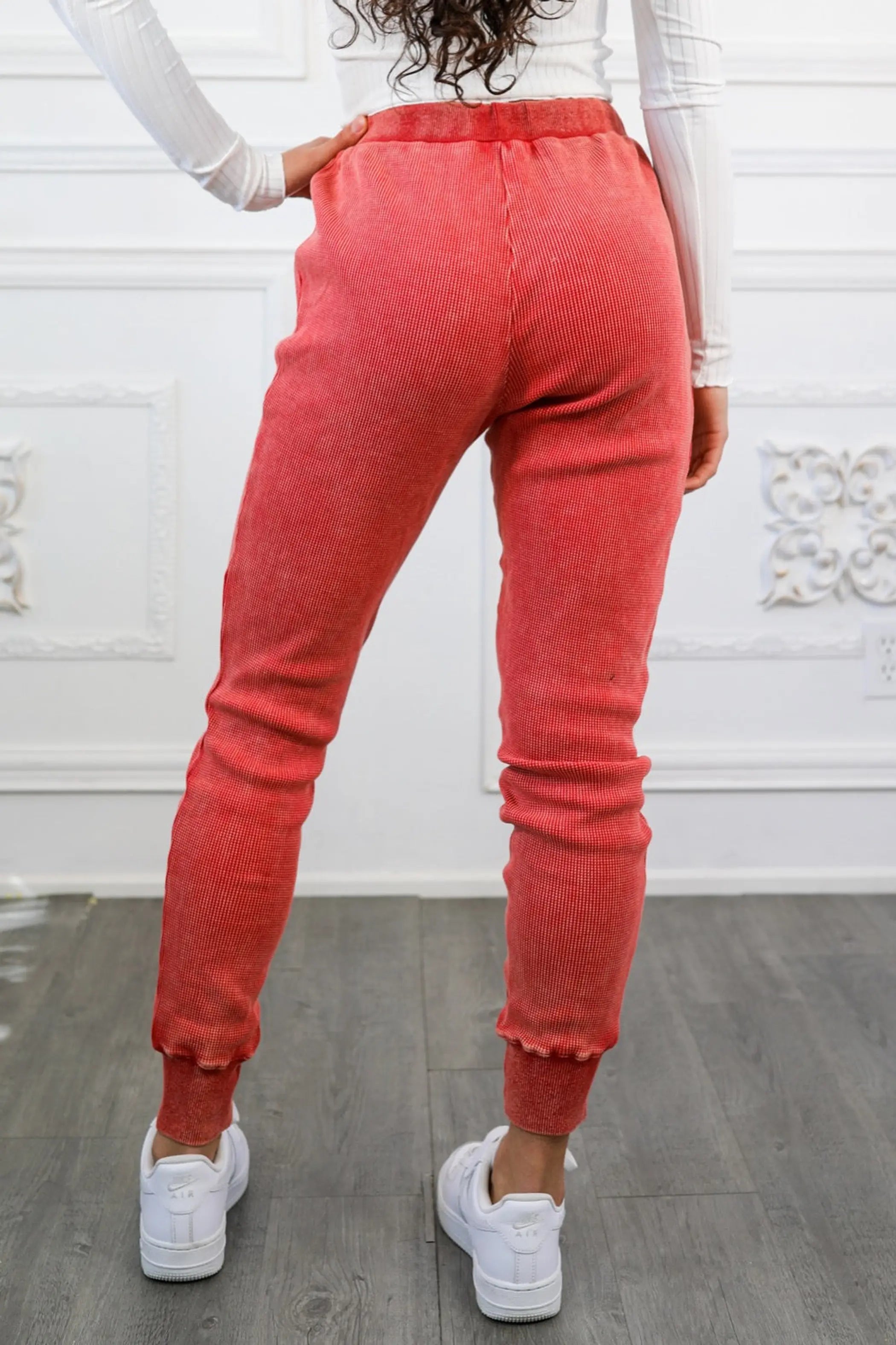 Washed Waist Tie Slim Jogger Pants SurelyMine