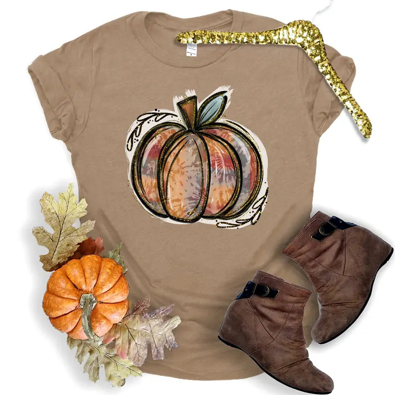 Watercolor Pumpkin Tee Rebelle Tree