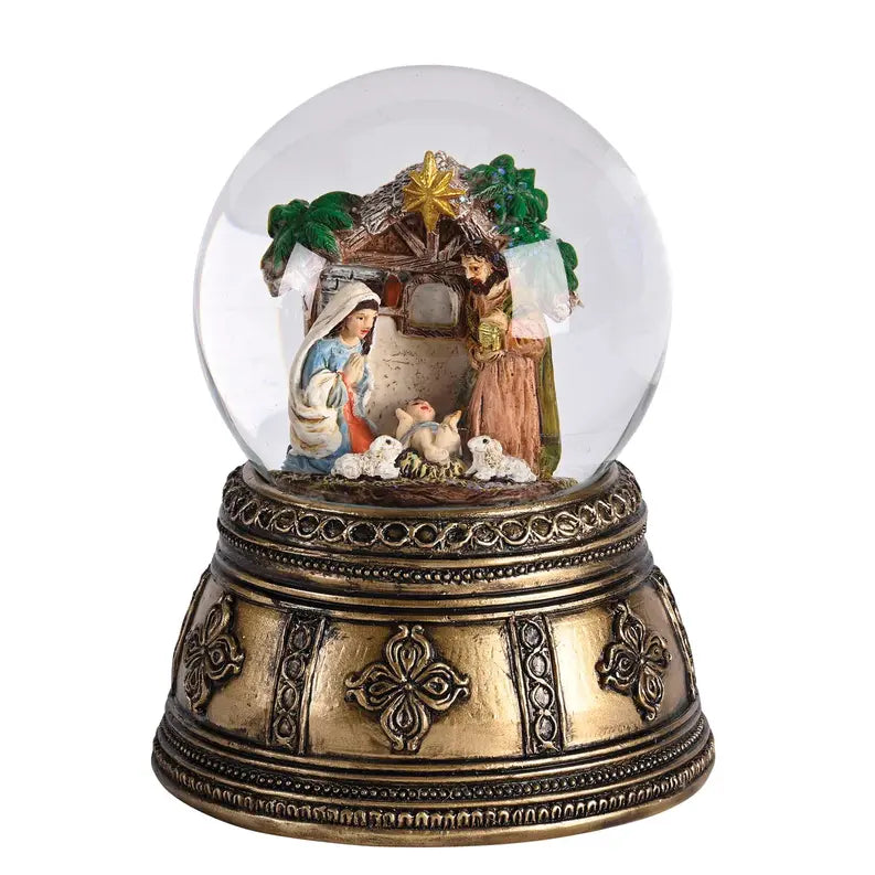 Waterglobe Nativity Gold Base Dicksons Inc