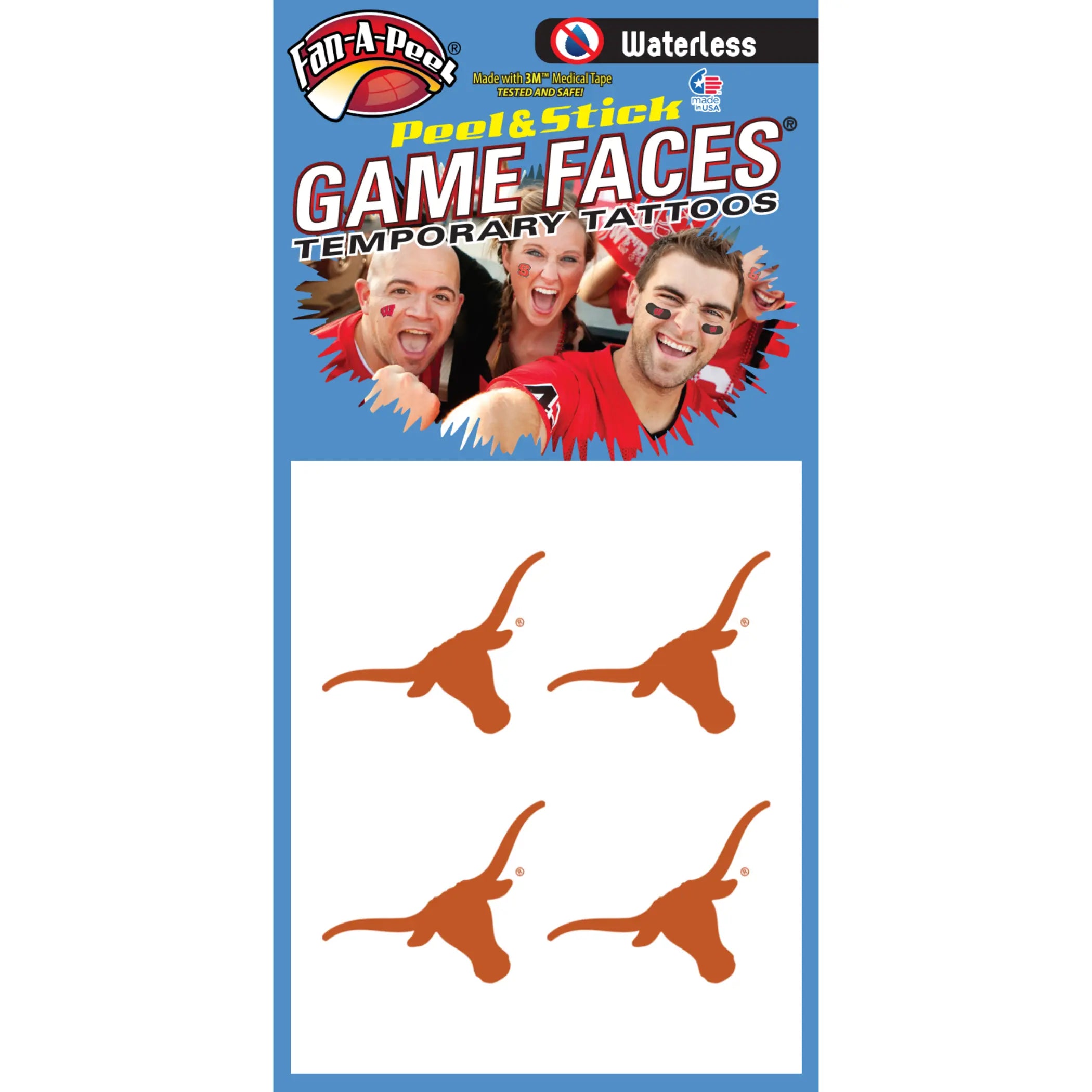 Waterless Peel & Stick Temporary Tattoos Fan-A-Peel / Gamesfaces Innovative Adhesives, LLC