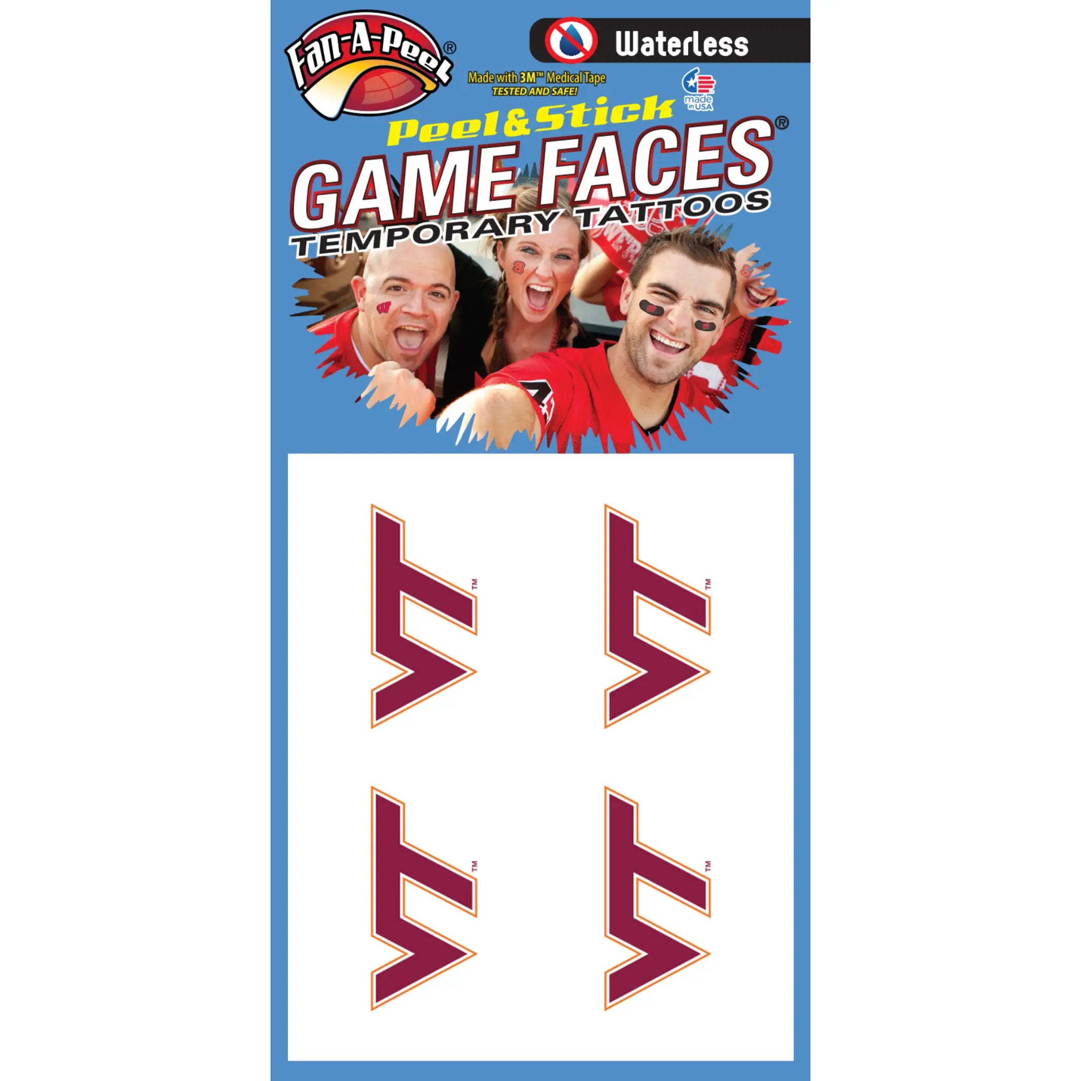 Waterless Peel & Stick Temporary Tattoos Fan-A-Peel / Gamesfaces Innovative Adhesives, LLC