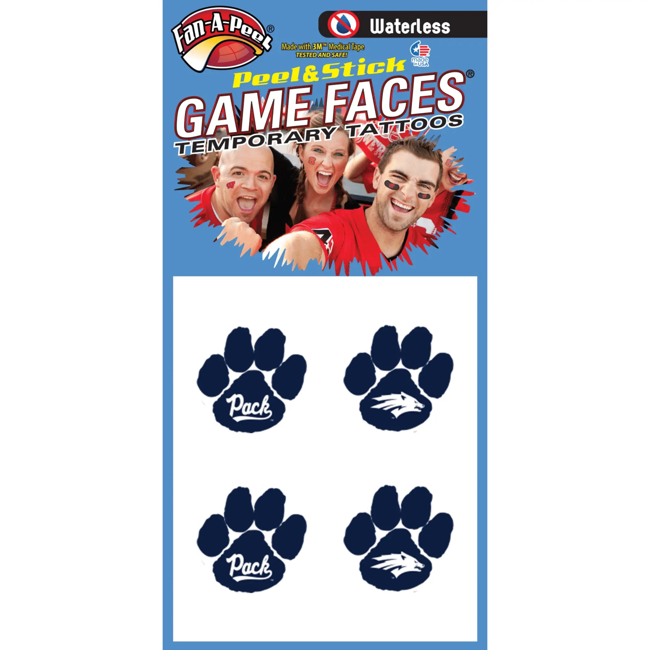 Waterless Peel & Stick Temporary Tattoos Fan-A-Peel / Gamesfaces Innovative Adhesives, LLC