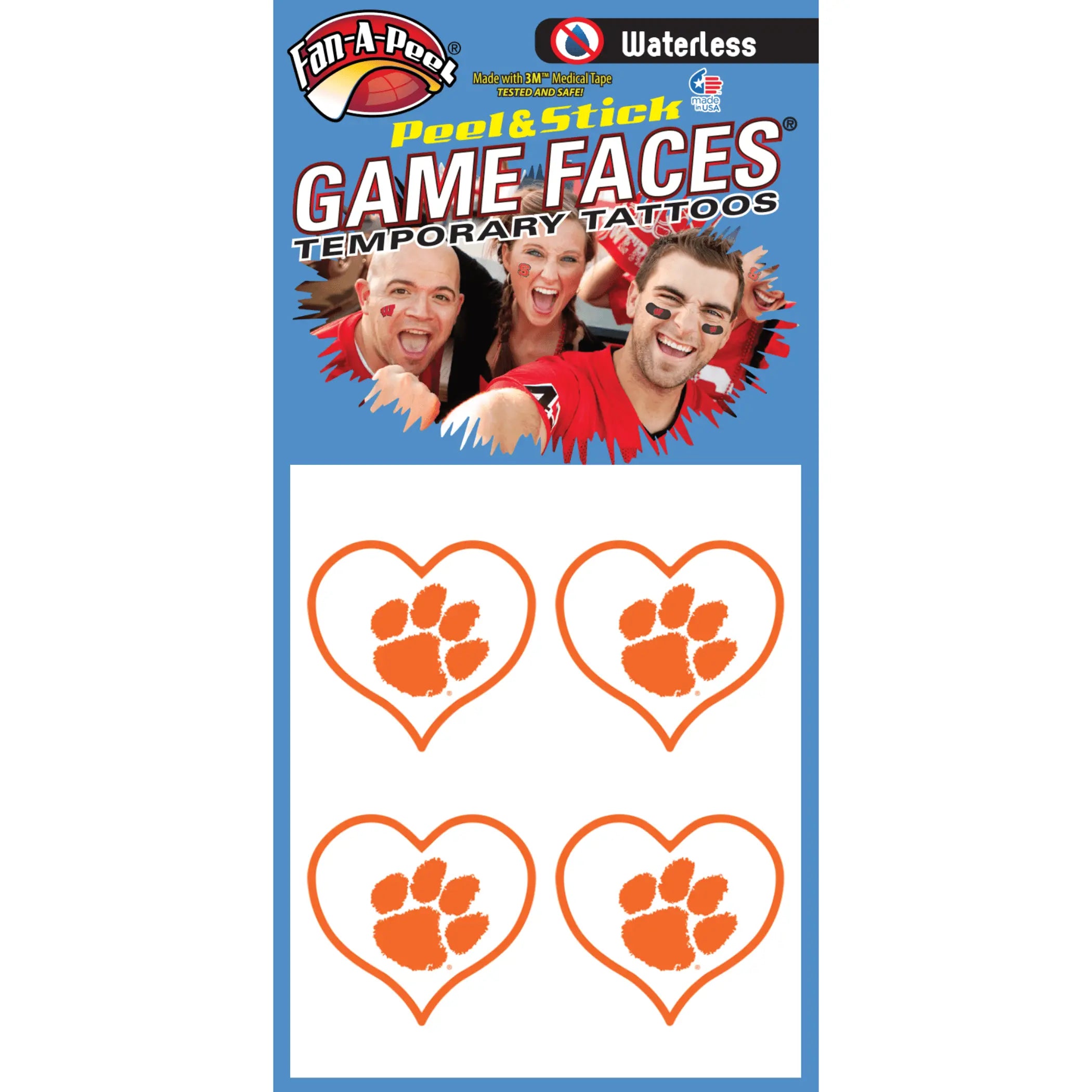 Waterless Peel & Stick Temporary Tattoos Fan-A-Peel / Gamesfaces Innovative Adhesives, LLC