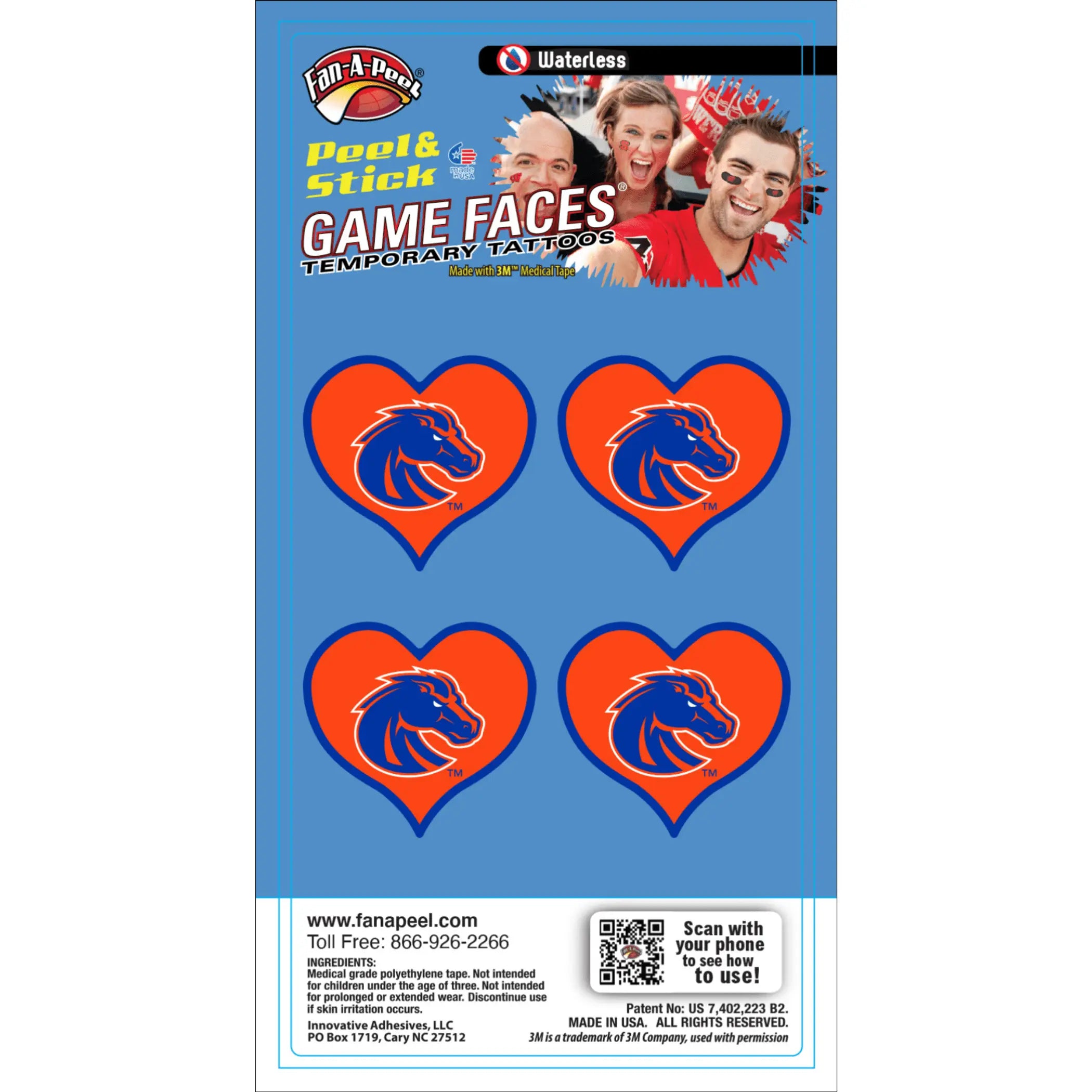 Waterless Peel & Stick Temporary Tattoos Fan-A-Peel / Gamesfaces Innovative Adhesives, LLC