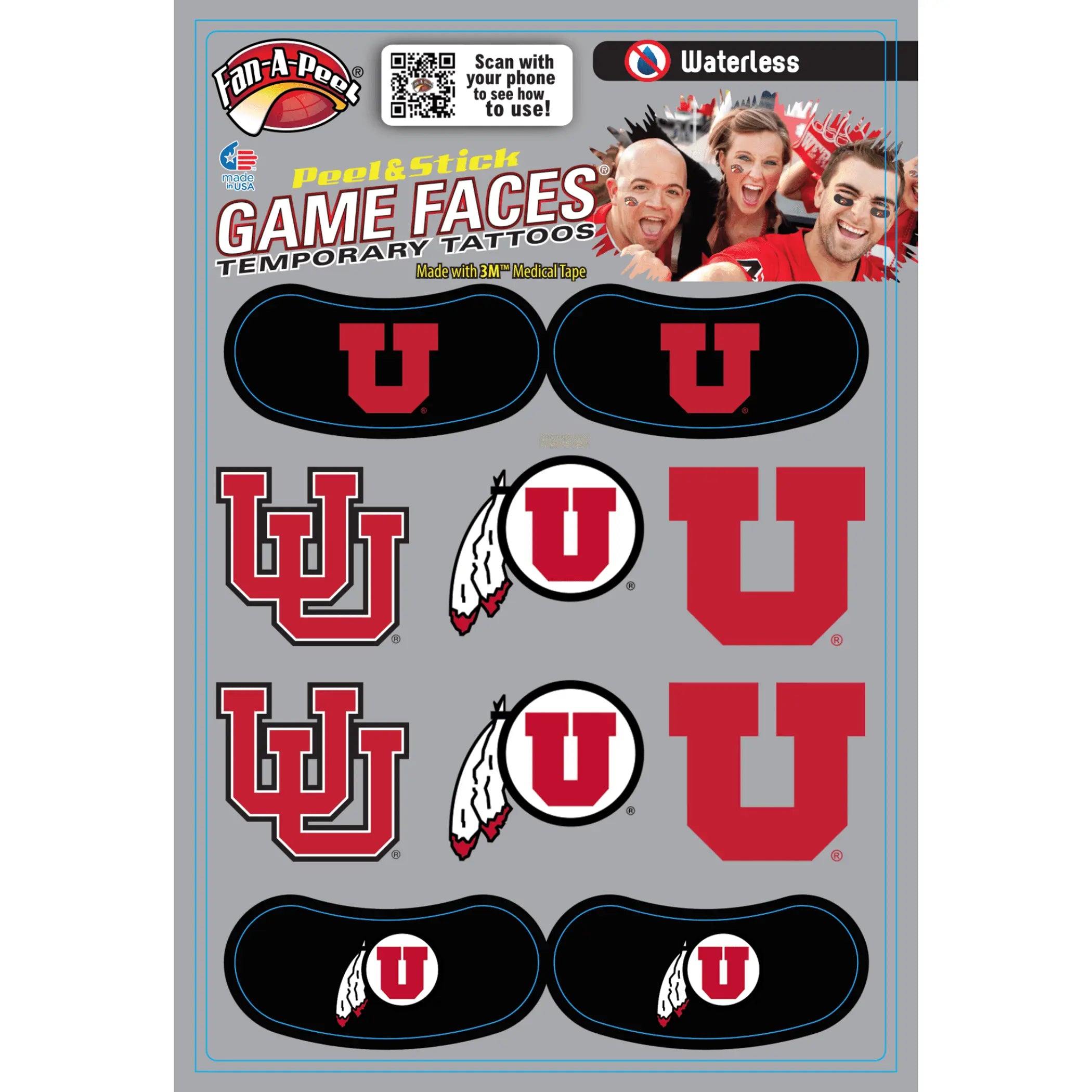 Waterless Peel & Stick Temporary Tattoos Fan-A-Peel / Gamesfaces Innovative Adhesives, LLC