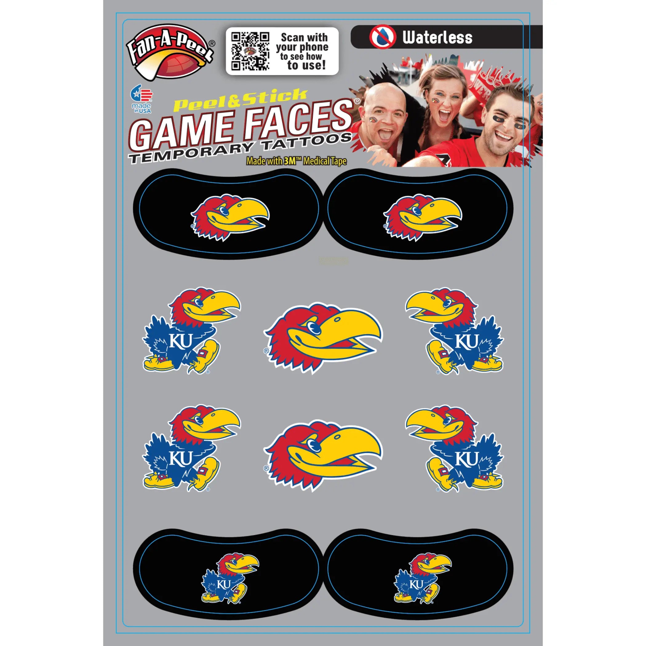 Waterless Peel & Stick Temporary Tattoos Fan-A-Peel / Gamesfaces Innovative Adhesives, LLC